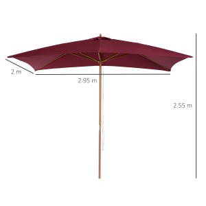 Umbrela din lemn, bordo 2x3m - Img 3