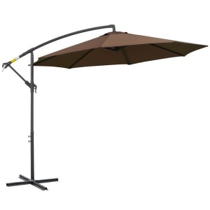 Umbrelă Exterioară cu Manivelă, din Oțel și Poliester Rezistent la UV, Ø295x245 cm, Cafea - Img 1