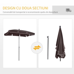 Umbrela Parasolarar dreptunghiulara pentru Gradina 200 × 125 × 235cm Maro - Img 5
