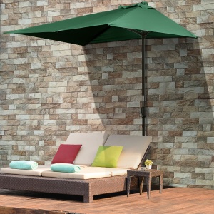 Umbrelă Semicirculară de Perete cu Deschidere cu Manivelă şi Orificii de Ventilaţie, 230x130x245 cm, Verde - Img 2