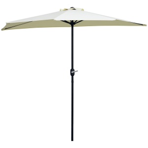 Umbrelă Semicirculară de Perete cu Manivelă și 5 Spițe, 2.6x1.35x2.3 m, Bej - Img 1