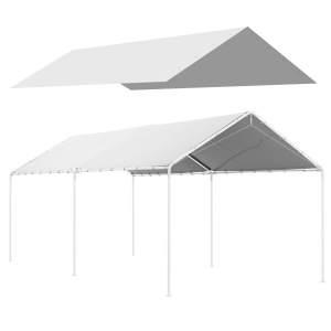 Acoperiș Carport 10 x 20 ft, Copertină de Schimb Rezistentă la UV cu Corzi Elastice, Alb - Img 1