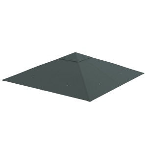 Acoperis de Schimb 3x3m, Prelata de Schimb pentru Foisor de Gradina din Poliester cu 8 Orificii de Ventilatie, Gri - Img 1