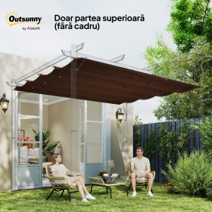 Acoperiș Pergolă Retractabil, Copertină pentru Umbră, UV30+, Gri Închis - Img 7