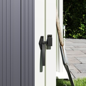 Acoperitor pentru Tomberoane de Exterior cu 2 Compartimente, Capac Rabatabil 180°, din Oțel Galvanizat, pentru Grădină sau Patio, 146x81x122 cm, Gri Închis - Img 9