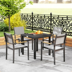 Aluminum Outdoor Patio Dining Table for 4 for Garden Lawn Backyard, Natural - Img 9