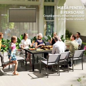 Aluminum Outdoor Patio Dining Table for 8 for Garden Lawn Backyard, Natural - Img 8