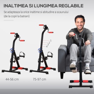 Aparat de antrenament Bicicleta de antrenament portabila reglabila pe inaltime cu afisaj LCD si role pentru masaj la picioare pentru varstnici, Batrani - Img 4