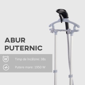 Aparat de Călcat Vertical cu Aburi, Fier de Călcat de 2L, Putere 1950W cu 2 Tije Portabil, 35x25x23cm - Img 4