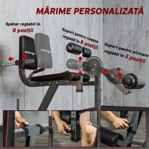 Aparat pentru Gambe cu Spătar și Perne Reglabile și Spațiu pentru Greutăți, 100x90x105 cm, Negru - Img 6