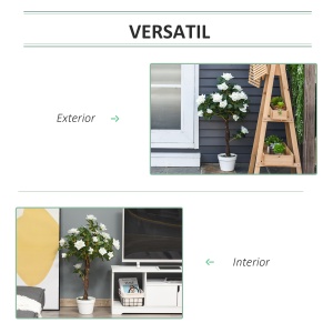 Arbore Artificial Camelia cu 21 Flori, Ghiveci Înalt, 90 cm, Plantă Decorativă Interior & Exterior - Img 5