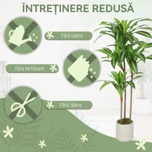Arbore Artificial Dracaena 120 cm cu Rame Flexibile - Verde - Img 5