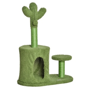Arbore de Zgariat pentru Pisici pana la 4,5 kg in Forma de Cactus cu Mingii si Culcus, 60x35x78cm - Verde - Img 1