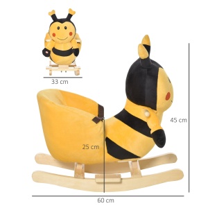 Balansoar Albină din Lemn pentru Copii 60 x 33 x 45cm Galben și Negru - Img 3