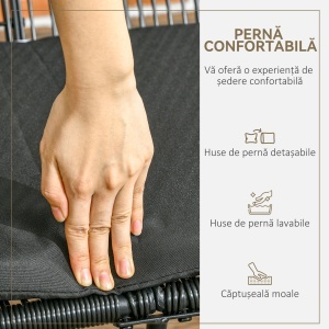 Bancă Acapulco cu Brațe, Perne și Cadru din Oțel, Greutate Maximă 260 kg pentru Balcon, Terasă, Grădină 132x72x83 cm Negru - Img 7