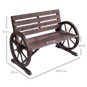 Banca Country Fonta 127×60×85 cm – 2‑locuri cu Cotiere Rotative Neagra - Img 3