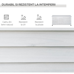 Banca Gradina 127×56×60 cm – Lemn Alb cu Spatiu Depozitare - Img 4