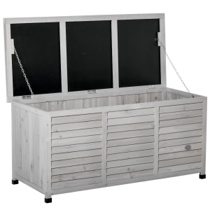 Banca Lemn Gri 127×56×60 cm – Cu Spatiu de Depozitare - Img 1
