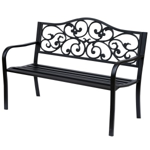 Banca pentru exterior din metal, 127x60x89cm, negru - Img 1