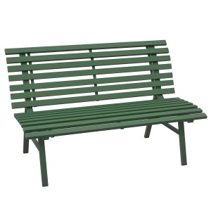 Bancă pentru Grădină, Banca de Exterior pentru Terasă cu Șezut și Spătar cu Lamele, 123x67x79 cm, Verde - Img 1