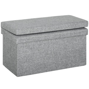 Bancă Pliabilă cu Spătar și Compartiment de 77L, Acoperire din Țesătură, 76x50x73 cm, Gri