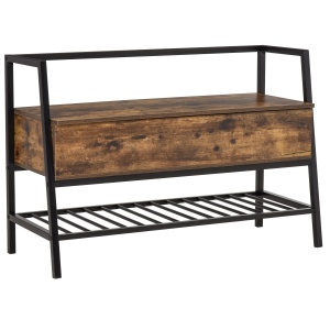 Bancuta Suport de pantofi din Lemn cu Economisire de Spatiu Stil Industrial 90x37x60cm - Img 1