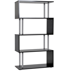 Bibliotecă cu Design Modern 4 Rafturi, Neagră, 80x30x145cm - Img 4