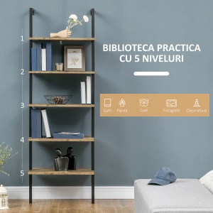 Biblioteca Industriala cu Scara – 5 Niveluri 60×30×184,5 cm - Img 4