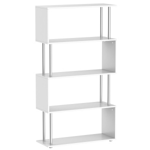 biblioteca moderna, 4 rafturi, 80x30x145cm alb - Img 1