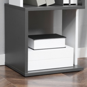 Biblioteca moderna cu 5 rafturi din lemn, economiseste spatiu pentru casa si birou, 33x28x161cm, gri si alb - Img 9
