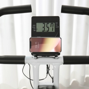 Bicicletă fitness pliabilă magnetică, 8 niveluri, afișaj LCD, roți și șa reglabilă, negru - Img 9