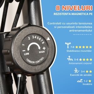 Bicicletă Pliabilă cu 8 Niveluri Rezistență și Corzi Elastice pentru Brațe, Albastru - Img 6