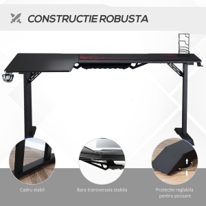 Birou pe Colt pentru Gaming, cu Carlig pentru Casti si Suport pentru Pahare - Img 8