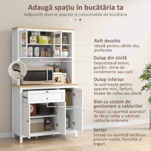 Bufet Bucatarie – Alb cu Sertare & Rafturi Reglabile - Img 5