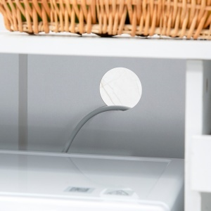 Bufet de Bucătărie cu 2 Dulapuri, Sertar și Rafturi Extensibile pentru Cuptor cu Microunde, 84x39x109 cm, Alb - Img 9