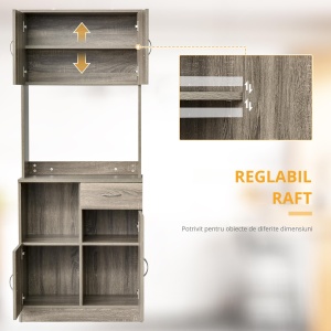 Bufet Modern pentru Bucatarie sau Sala de Pranz, 71x41x178cm, Gri - Img 4