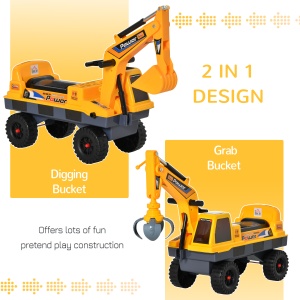 Buldozer Jucarie 2-in-1 – Excavator Galben cu Compartiment - Img 4