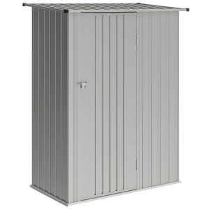 Cabana de Grădină 1.07m² din Oțel Galvanizat, Depozit pentru Unelte cu Ușă Blocabilă, Acoperiș Înclinat, 142x86x189 cm, Argintiu