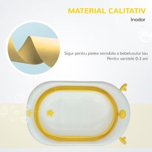 Cadita pentru baita pliabila pentru copii 0-3 ani cu indicator de temperatura si pernuta, 81.5x50.5x23.5 cm, alb - Img 4
