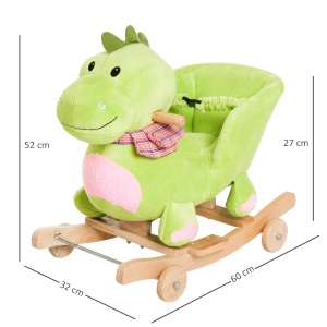 Cal Balansoar cu Roti sub Forma de Dragon pentru copii 18-36 luni Verde - Img 3
