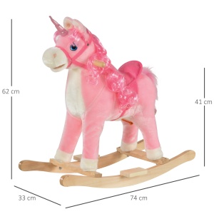 Cal tip Balansoar pentru Copii 36-72 Luni Lemn si Plus Roz 74x33x62cm - Img 3