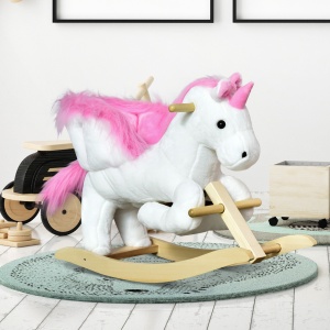 Cal tip Balansoar Unicorn cu Musica din Metal si Lemn 65x32x55cm - Img 2