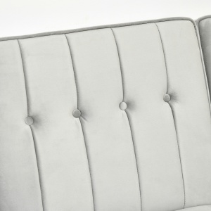 Canapea extensibila cu 3 locuri cu taburet si spatar inclinabil, tapiterie din catifea si scaun captusit, 218x85x86 cm, gri deschis - Img 9