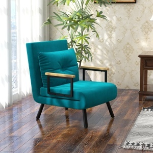 Canapea Extensibilă cu Spătar Reglabil pe 5 Nivele, Canapea Pat Individuală Pliabilă cu Perne, 63x73x81 cm, Albastru - Img 2