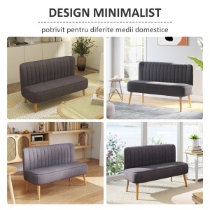 Canapea Minimalista – Gri inchis, Compacta & Fara Cotiere - Img 6