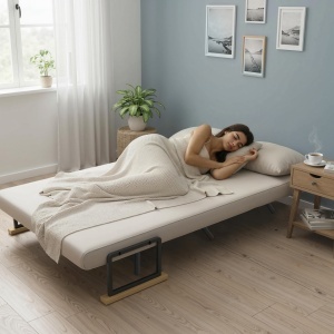 Canapea Pat de 2 Locuri cu Spătar Reglabil pe 5 Nivele și 2 Perne din Material Capitonat, 102x73x81 cm, Negru - Img 8