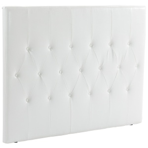 Căpătâi Pat Matrimonial Capitonată cu Design cu Nasturi, Spătar Pat din Piele PU și MDF, 160x7x120 cm, Alb