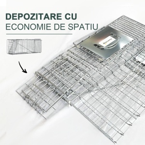 Capcana pentru animale , 81 x 26 x 34,5 cm Cusca umana pentru rozatoare pentru iepuri, pisici fara stapan, marmote, chipmunks, veverite, Argintie - Img 7