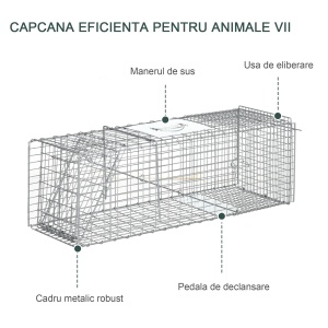 Capcana pentru animale , 93 x 31 x 34,5 cm Cusca umana pentru rozatoare pentru iepuri, pisici fara stapan, ratoni, marmote, chipmunks, veverite, Argintiu - Img 6