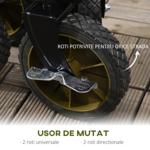 Carucior de gradina pliabil cu roti, Carucior de camping pliabil cu placa pliabila, Carucior utilitar pentru exterior cu cadru din otel si material Oxford, verde - Img 6